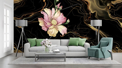 Floral Marble Wall Art Stunning Background with Flower Designs for Decorative Panels and Painting