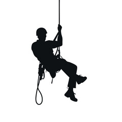 Rappelling man vector Silhouette isolated white background
