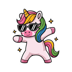 Cute Cartoon Unicorn character, vector, illustration isolated on white background, bright colorful , playful, cartoon style