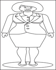 Character woman politician standing wearing skirt Coloring vector image For Kds.