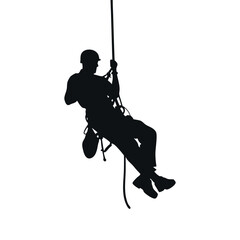 Rappelling man vector Silhouette isolated white background
