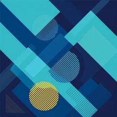 abstract geometric shapes flat background trendy bright tropical blue colors minimalism modern simple