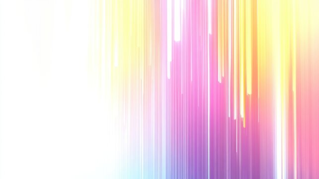Bright neon light spectrum with flowing energy lines in rainbow colors, abstract vertical design on white background.
