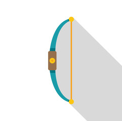 Sporting bow and arrow archery equipment icon in modern flat style with long shadow