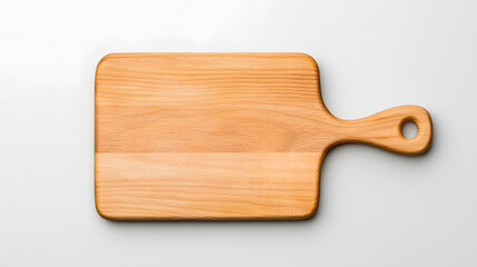 Top view wooden cutting board isolated on white background