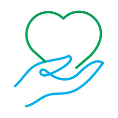 Hand Made Icon – Hand Holding Heart, Representing Artisanal, Personal Touch, and Craftsmanship