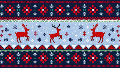A fabric pattern featuring festive reindeer, perfect for Christmas-themed projects.