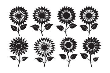 Sunflower Silhouette vector illustration, Sunflower Silhouette Bundle 