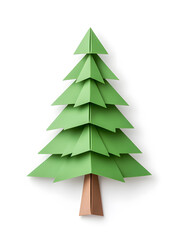 Obraz premium Origami paper Christmas fir tree isolated on white background isolated on white