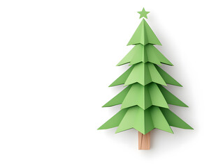Fototapeta premium Origami paper Christmas fir tree isolated on white background isolated on white