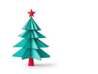 Obraz premium Origami paper Christmas fir tree isolated on white background isolated on white