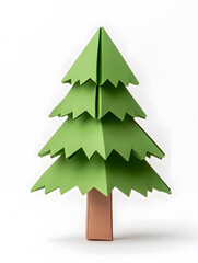 Obraz premium Origami paper Christmas fir tree isolated on white background isolated on white