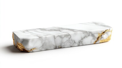 Decorative marble piece with a polished finish and gold detailing, sophisticated on white.