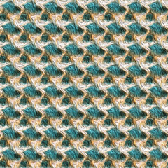Seamless abstract texture with teal and beige wavy layered patterns