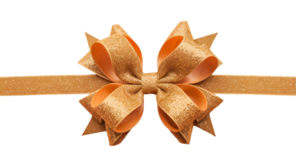A stunning golden bow with glitter accents on a ribbon, perfect for gift wrapping during celebrations and special occasions