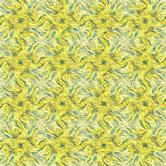Seamless abstract texture with vibrant yellow and teal organic swirl patterns