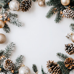 Naklejka premium Christmas Ornamental frame pine