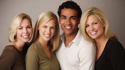 Obraz premium Diverse Group of Smiling Friends Posing Together
