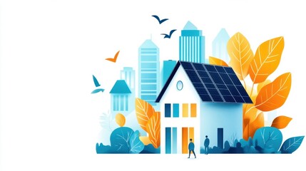 Eco-Friendly Home with Solar Panels and Garden