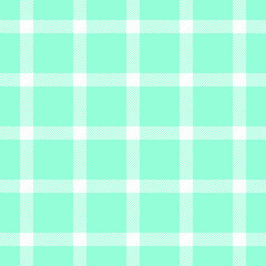 Xmas fabric plaid tartan, argyle seamless pattern vector. Plank texture check textile background in mint and white colors.
