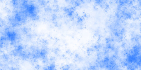 Blue designed grunge texture in vintage background. Abstract fresh and shiny winter seasonal morning blue sky with thick clouds. Blue sky with white clouds as background. Nature land romantic sky. 