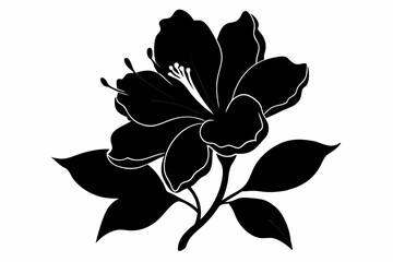 Azalea flower silhouette, Azalea vectot, Azalea silhouette black clipart	