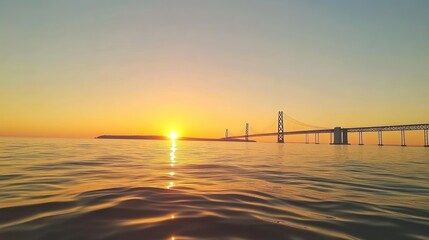 Golden Sunset Over Bridge