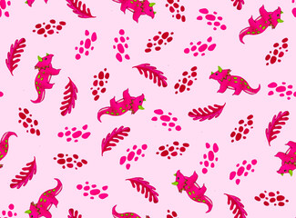 seamless pattern with pink dinosaur
