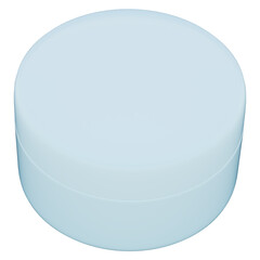 a simple clean beveled cylindrical isolated White container in a cool environment with subtle warm highlights top angled view
