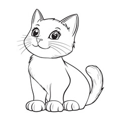 Obraz premium Cute Cat Line Art Illustrations for Coloring and Creative Fun