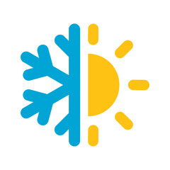 Air condition vector flat simple icon on white background. Heat and frost symbol, hot sun and frozen cold snowflake illustration.