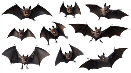Fototapeta premium Flying Bats Collection Halloween Night Wildlife Animals Nature