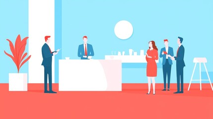 Fototapeta premium Business professionals collaborate in a modern office setting to enhance team productivity