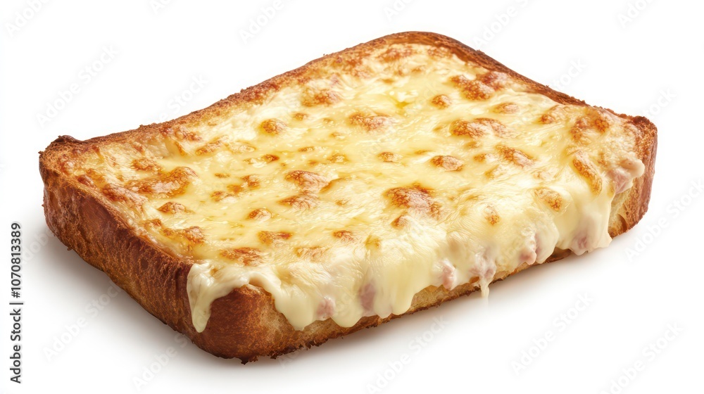 Poster this golden crusted croque monsieur is isolated on a clean white background to emphasize its gooey c