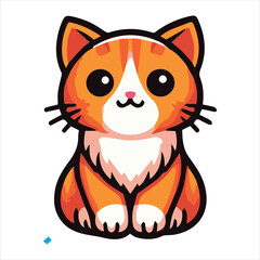 Adorable Cat Sitting Cartoon Graphic Icon Illustration Isolated Flat Cartoon Animal Nature Icon Concept