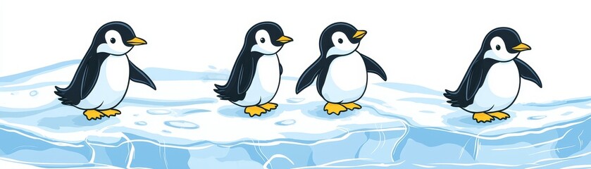 Obraz premium Playful penguins walk gracefully across ice in this charming arctic scene for all animal lovers