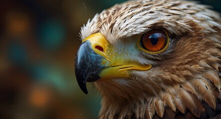 Naklejka premium Close up golden eagle portrait, bird eye