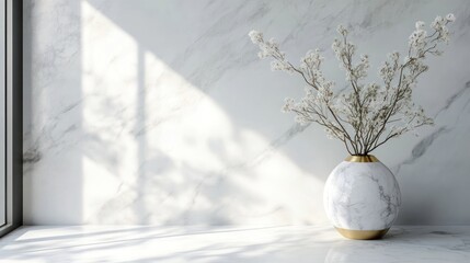 Statement marble piece with gold edging, perfect for modern and stylish spaces, white.