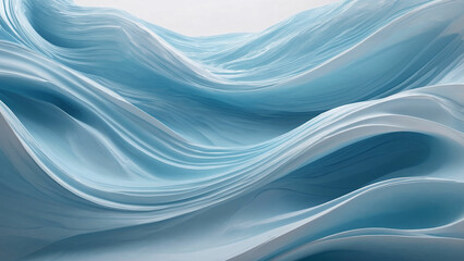 Abstract Ice Blue Wave Pattern: Fluid Digital Artwork on White Background