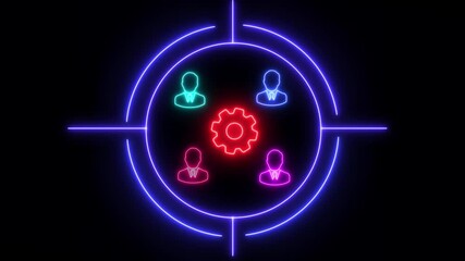 Target Customer concept, the specific group of people Business person analyzes data to identify customer target groups. Businessman shows glowing neon line of Target Customer icon on magnifying glass
