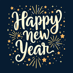 Happy New Year Typography T-Shirt Design Festive Holiday Celebration Tee