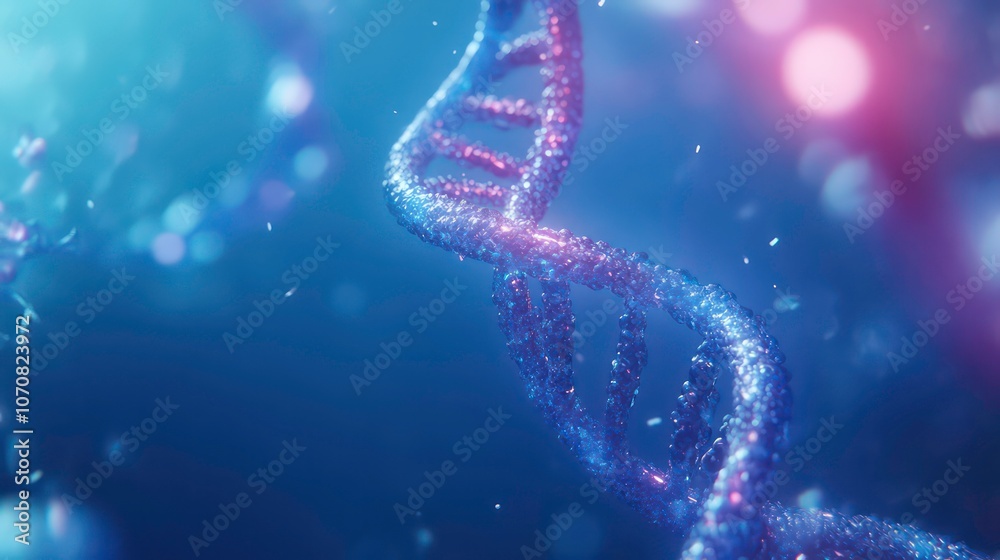 Aufkleber A close-up view of a DNA double helix, illustrating genetic structure and complexity.