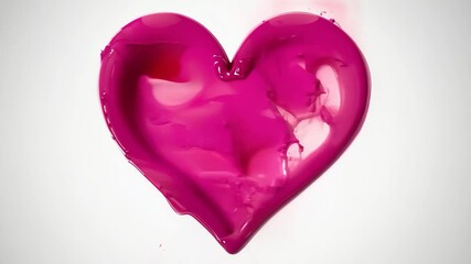 A heart made of red paint is splattered on a white background. The heart is surrounded by pink paint, creating a vibrant and colorful scene. Concept of love, passion, and creativity - Powered by Adobe