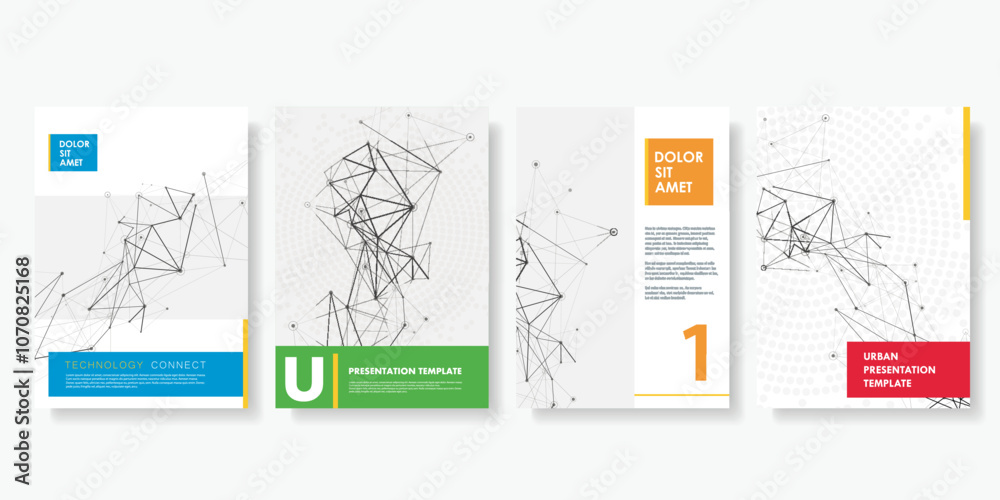 Aufkleber Abstract brochure design with geometric connect molecule. Geometric template for magazine