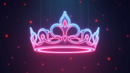 A glowing crown or tiara suspended in mid-air with neon light effects