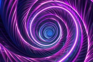 Abstract Spiral with Neon Lights and Purple Hues