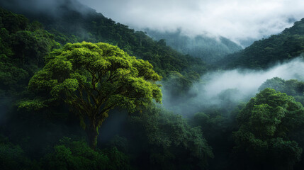 A scenic view of the Monteverde Cloud Forest, with misty trees and diverse wildlife.