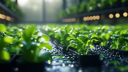 Organic farming fields displaying sustainable green vegetables in scenic picture