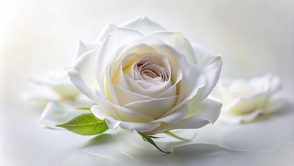 Elegant Long Exposure of a Single White Rose Flower on a Soft White Background, Capturing the Subtle Movements and Ethereal Beauty of Nature's Timeless Classic