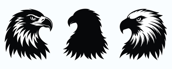Bald Eagle Head Silhouette bundle vector illustration